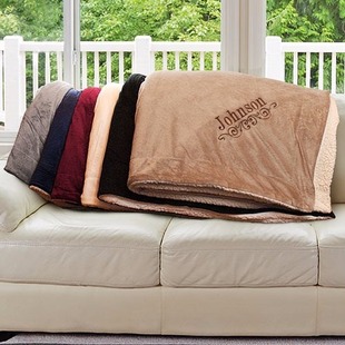 Embroidered Sherpa Blanket, 8 Styles, $24